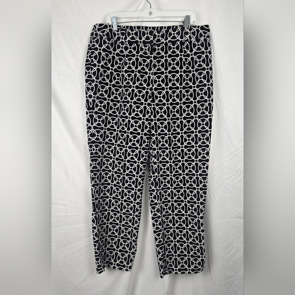 Talbots Woman Stretch Velvet Geometric Pants sz 16W Business Casual Artsy - Picture 1 of 7